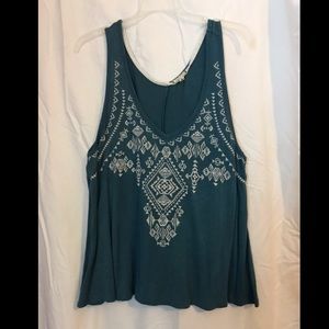 Embroidered tribal print tank top